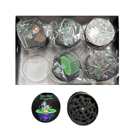BACKWOODS RICK AND MORTY GRINDER 2.5 INCHES WITH SCREEN | ASSORTED COLORS - PACK OF 6 (G9)